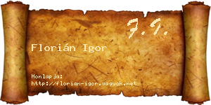 Florián Igor névjegykártya